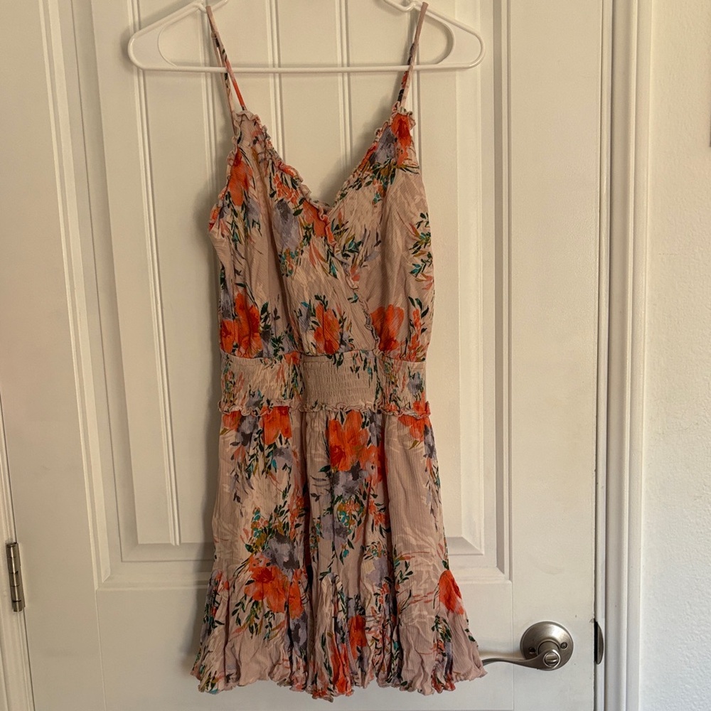 ILLA ILLA Floral Mini Dress in Orange and Green